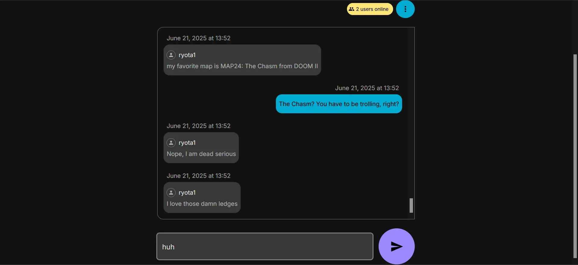 Users interacting in a chat room.